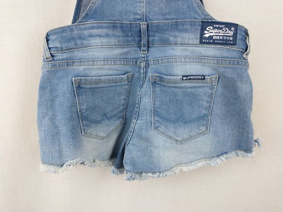 Vintage Superdry Blue Denim Pixie Dungarees Shorts Size XS - Picture 11 of 14